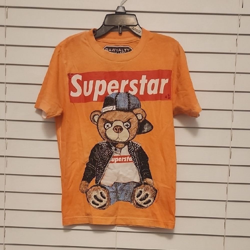 (3 ITEMS FOR $25)Rawyalty Black Label Orange Superstar Bear Tee Size XS